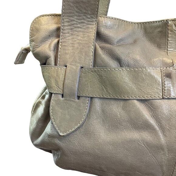 Roberta Gandolfi Womens Gray Handbag Purse Shoulder Bag Satchel Leather Bow - Picture 8 of 16